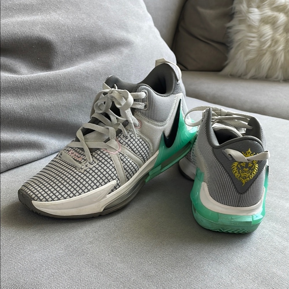 Nike Gray and Green Athletic Shoes